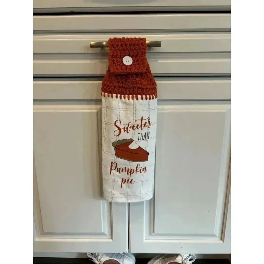 Crochet Top Kitchen Towel- Sweeter then pumpkin pie